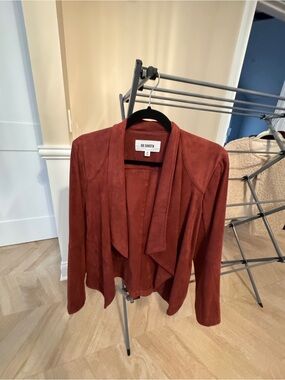 BB Dakota Rust Suede Draped Open-Front Jacket